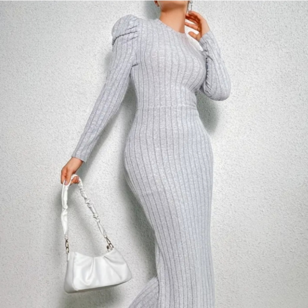 Women's gray ribbed bodycon long sleeve dress size Xlarge